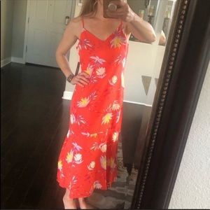 Lulus tropical floral print spaghetti strap midi slip dress